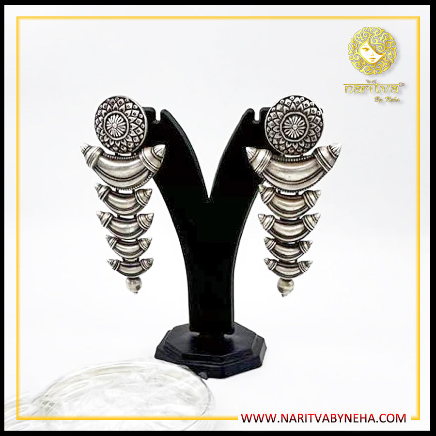 Long layered Moon earrings