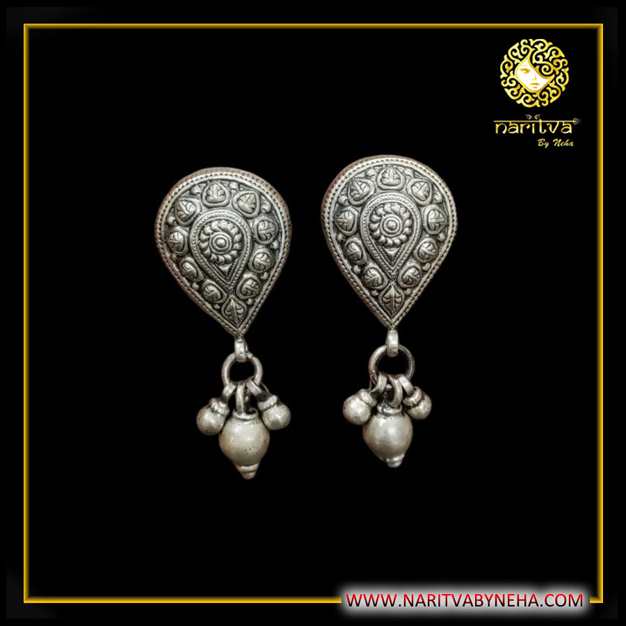 Drop Shape Embossed Earrings