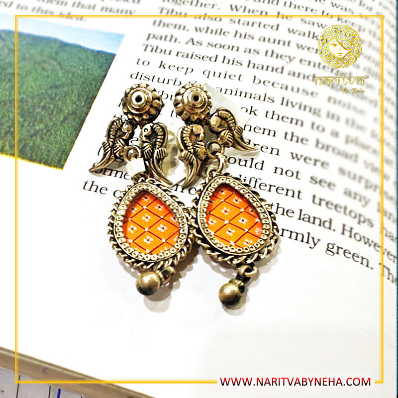 Orange painted earrings