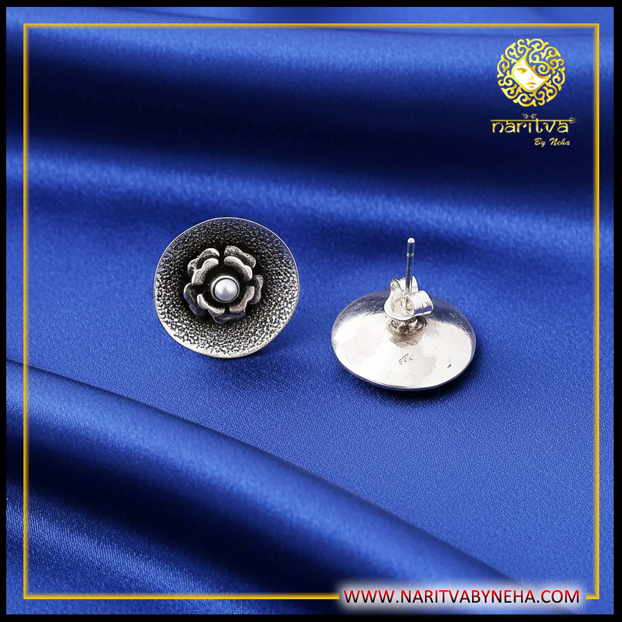 Pearl Flower Textured Studs