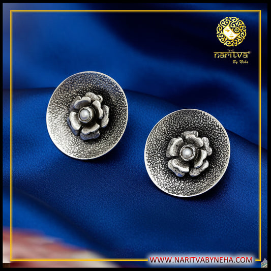 Pearl Flower Textured Studs