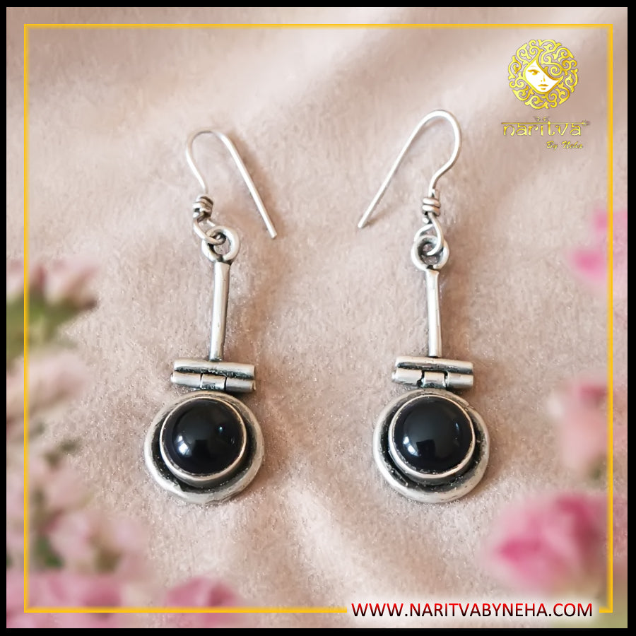 Black fish hook earrings