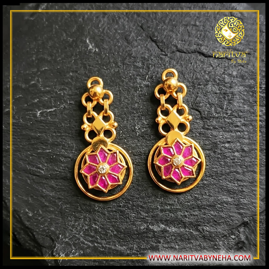 Golden Jaali Kundan Dangler