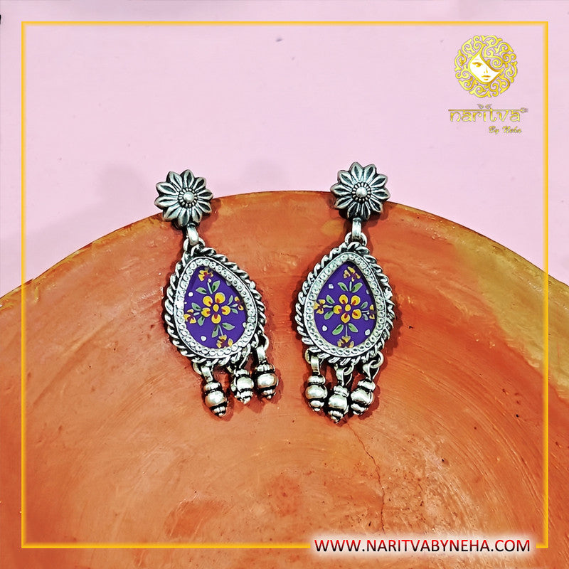 Purple painted earrings