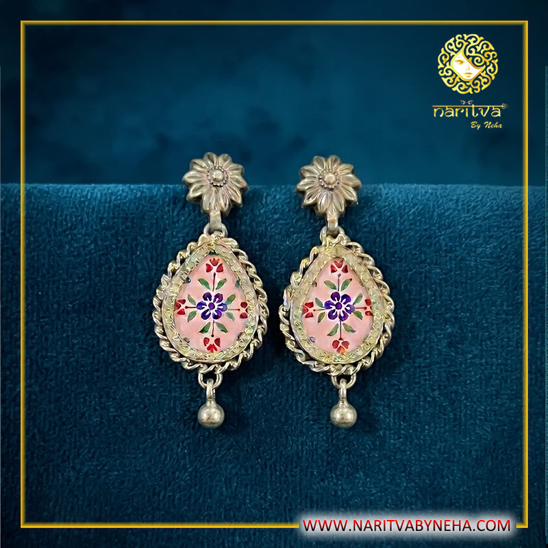 Pink painted earrings