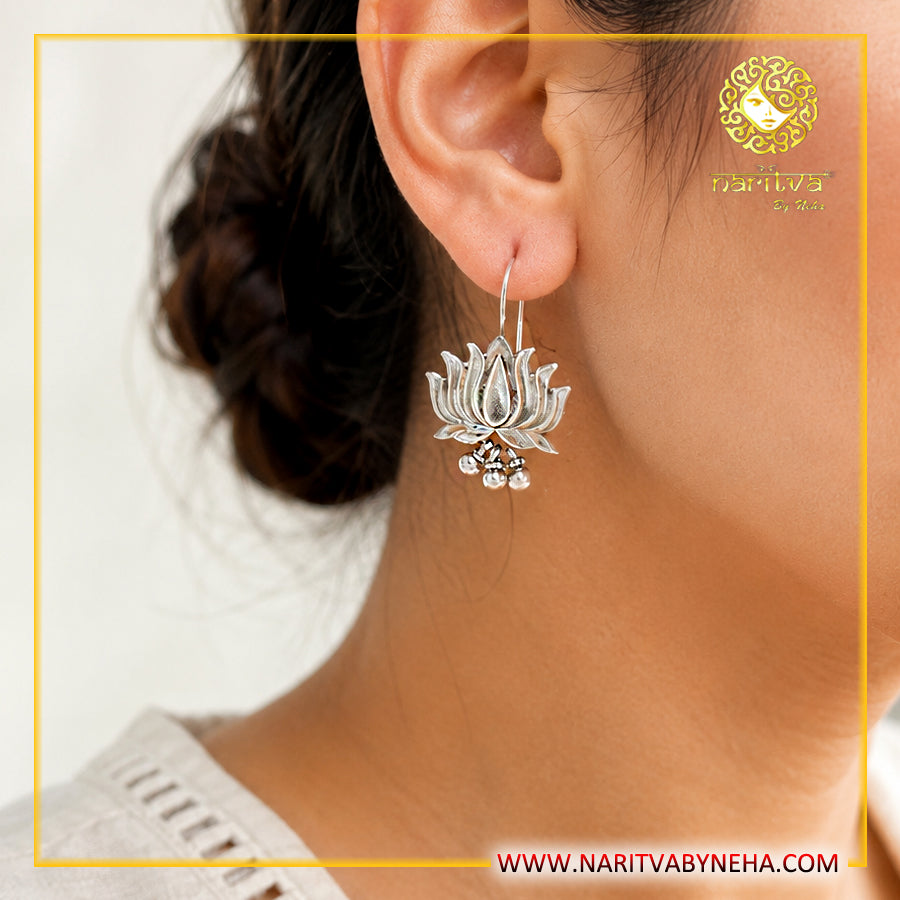 Lotus Fish Hook Earrings