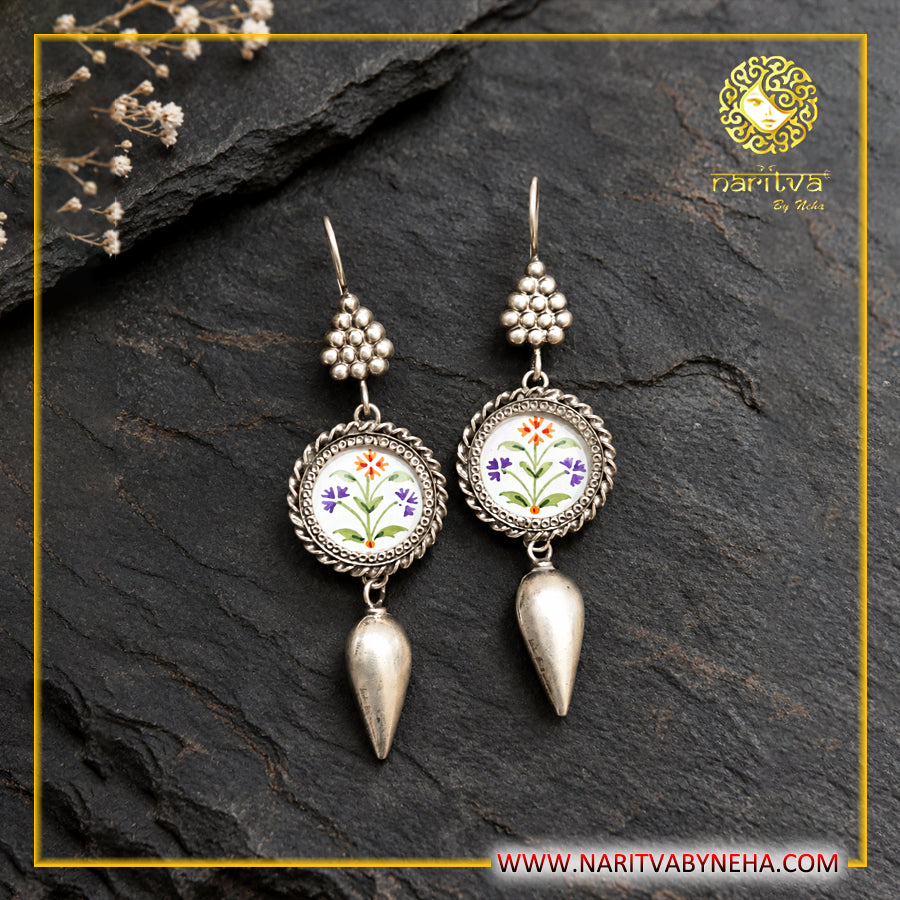 Fish Hook Boond White Painted Earrings