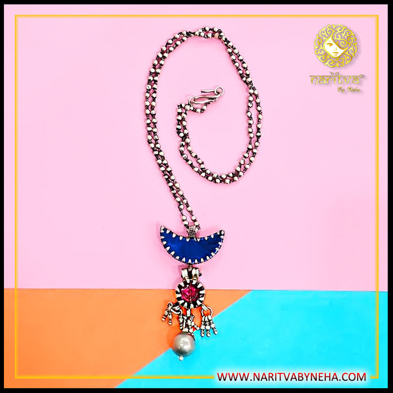 Blue Red Glass Necklace