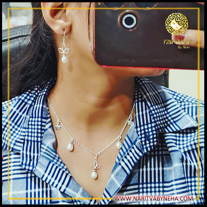 Pearls Lotus Necklace Set