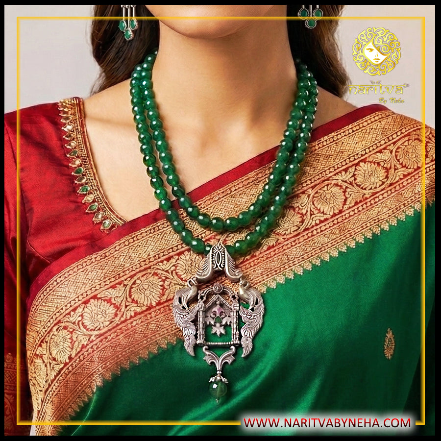 Royal Emerald Necklace and Earrings Set
