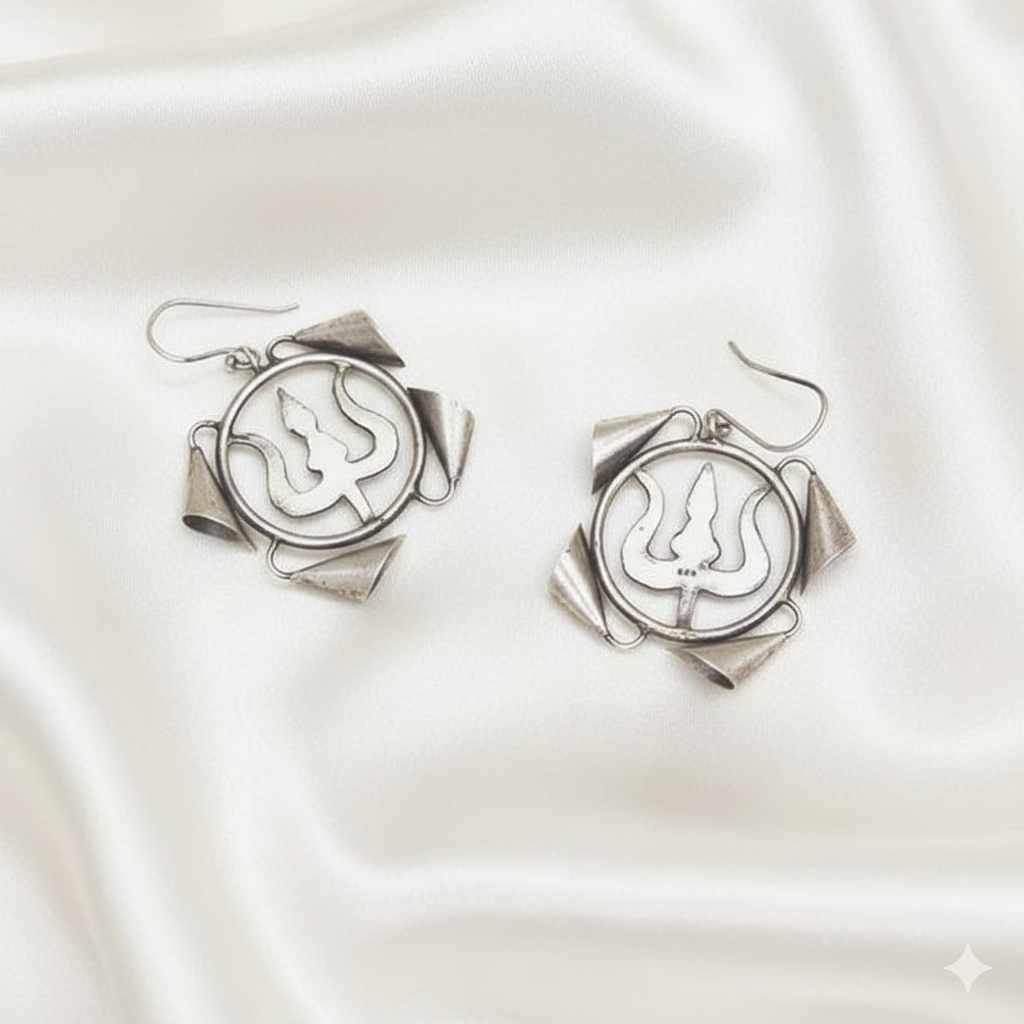 Shiva Trishul fish Hook earrings