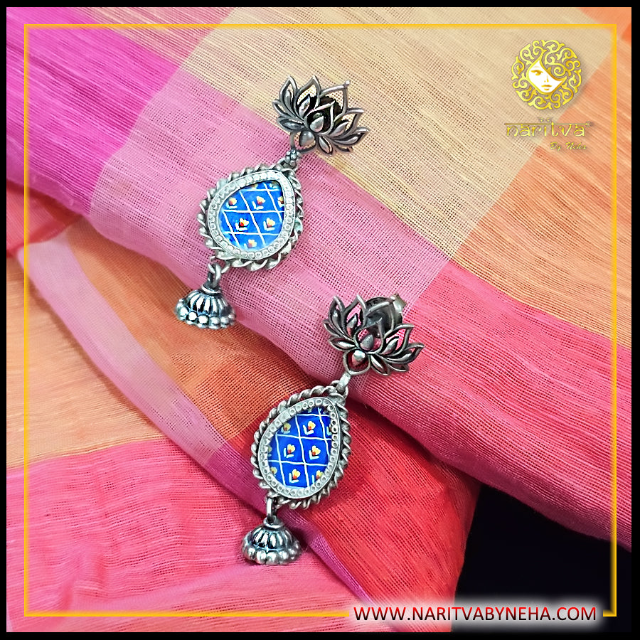 Blue Painted Earrings