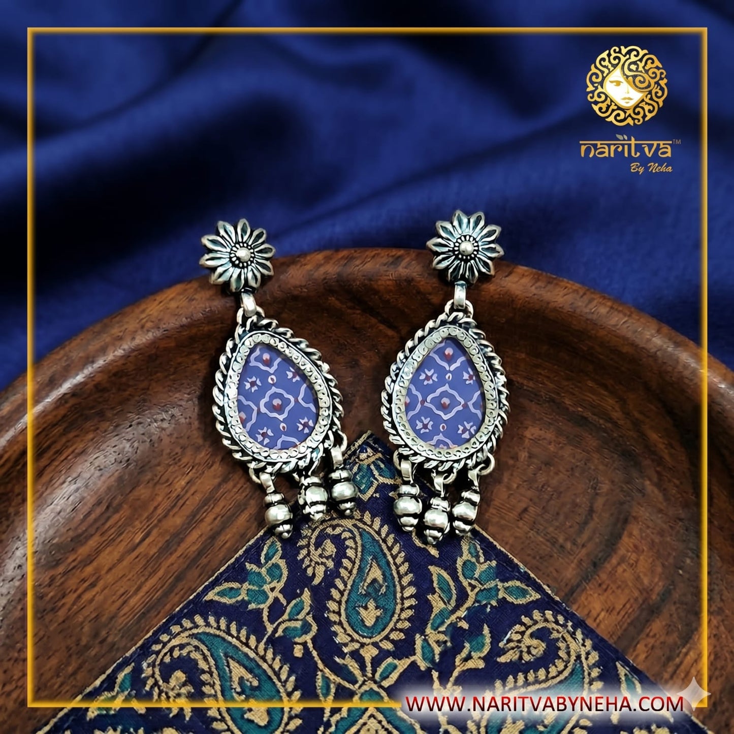 Blue Painted Earrings
