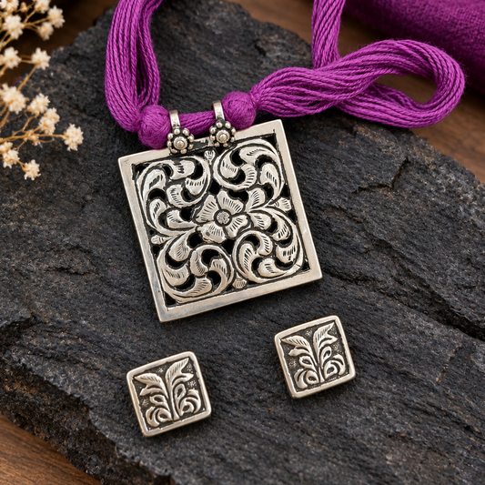 Square Chitai Necklace earrings set