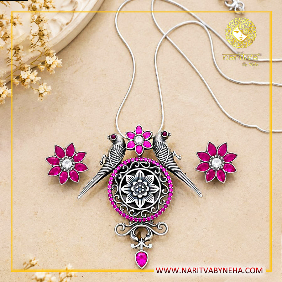 Kundan AD Bird Pendant Set
