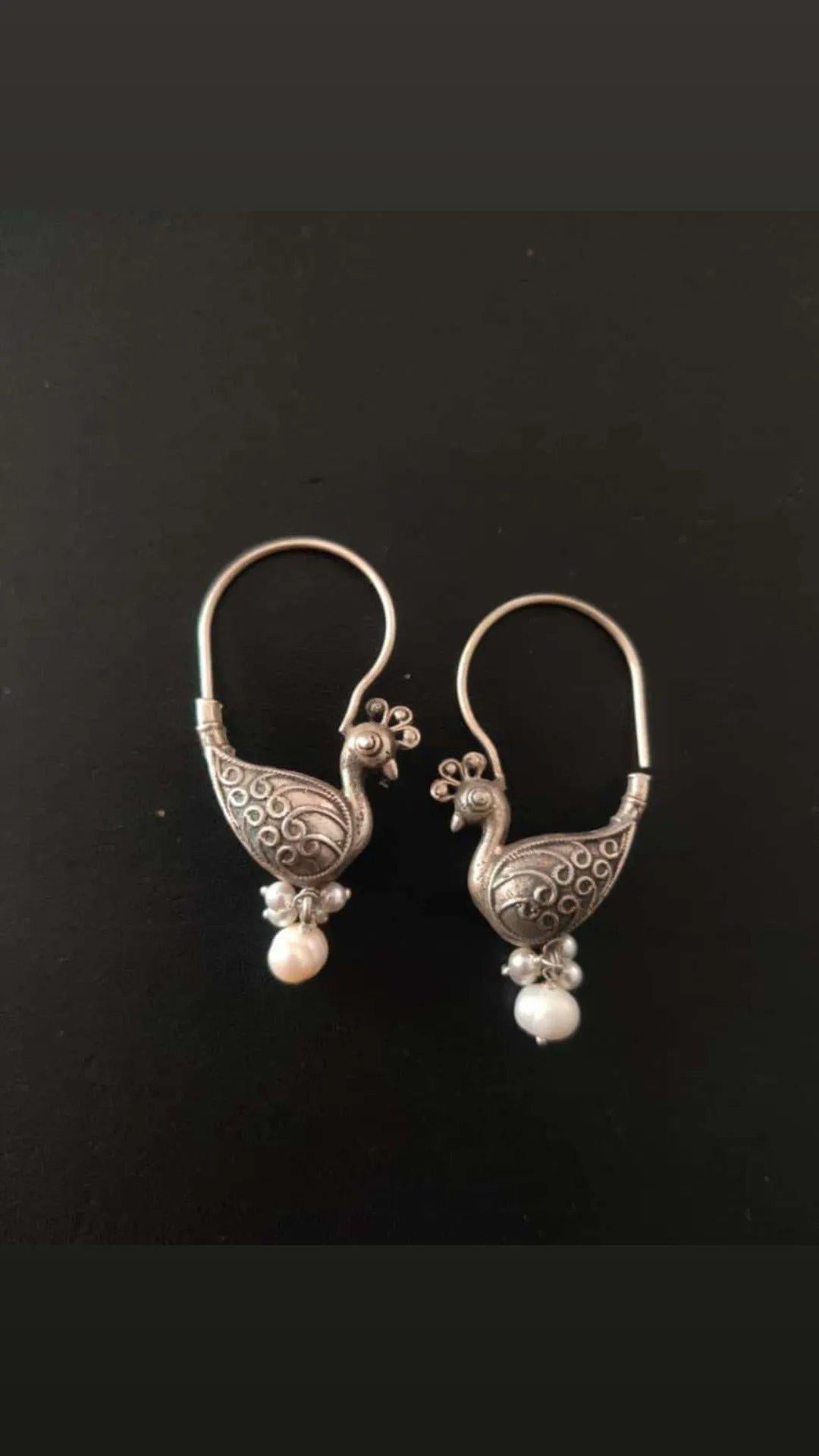 Peacock Hoops with pearls