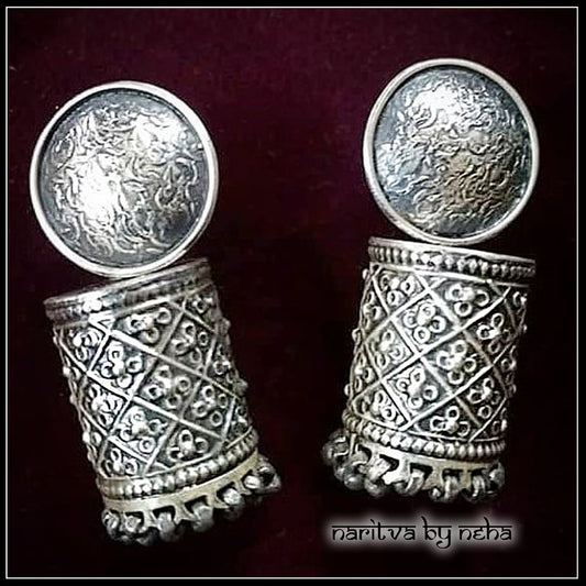 Cylindrical Flower Emboss Jhumka