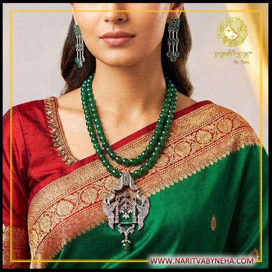 Royal Emerald Necklace and Earrings Set