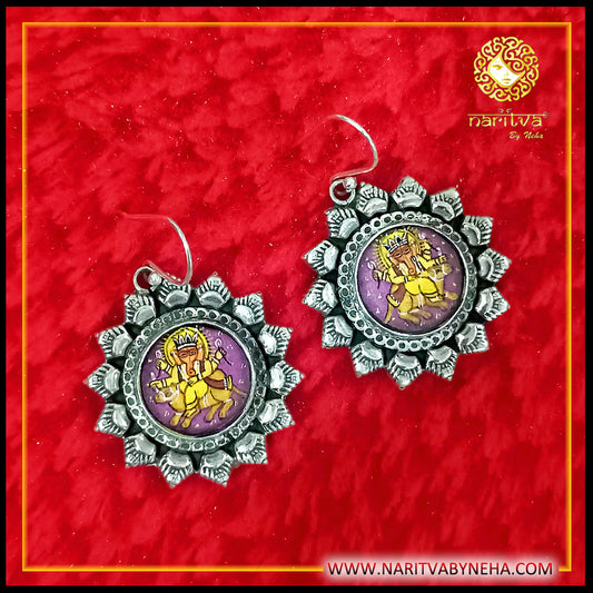 Ganesha on mouse Painted Earrings