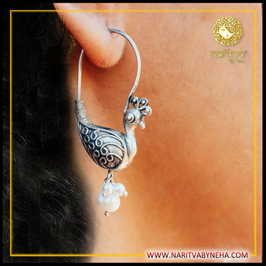 Peacock Hoops with pearls