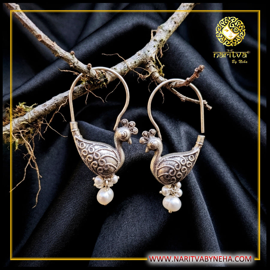 Peacock Hoops with pearls