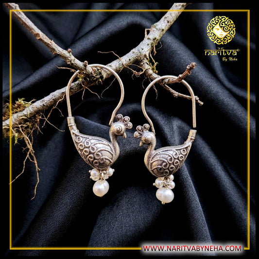 Peacock Hoops with pearls