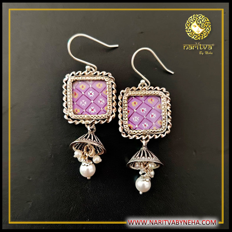 Purple Painted Jhumka with Pearl