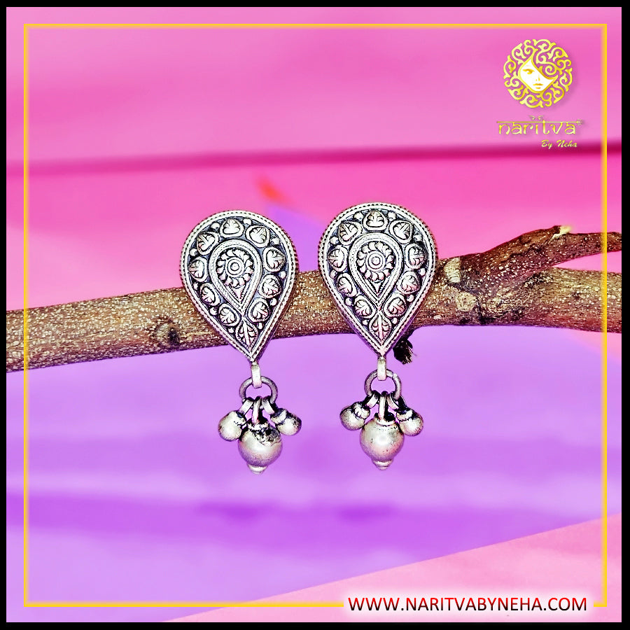 Drop Shape Embossed Earrings