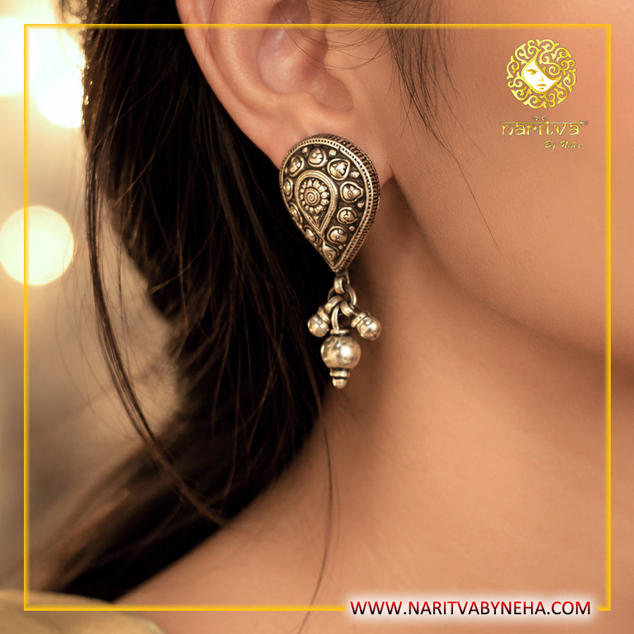 Drop Shape Embossed Earrings