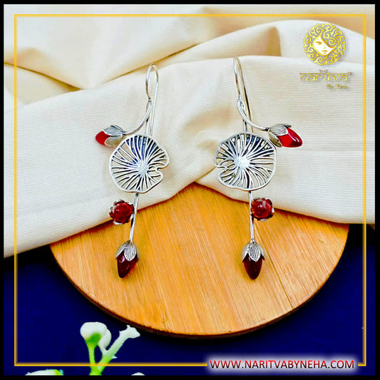 Lotus Leaf ruby danglers