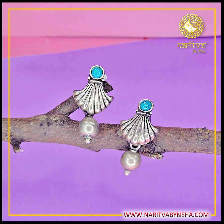 Turquoise Sea Shell Ball Earrings