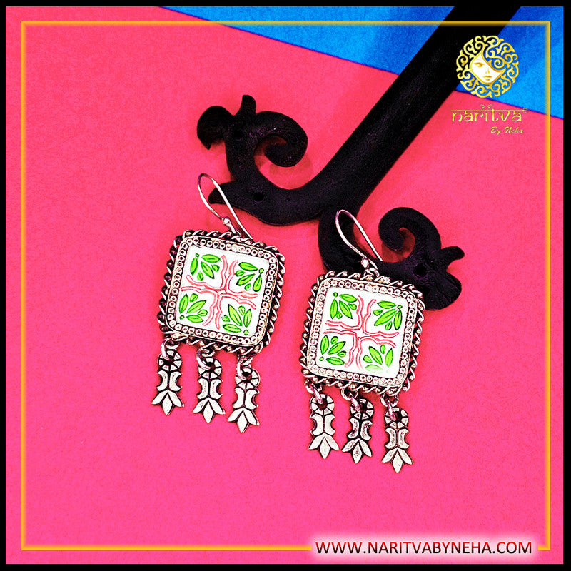 Square Painted earrings