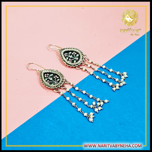 Black Painted Pearl Earrings