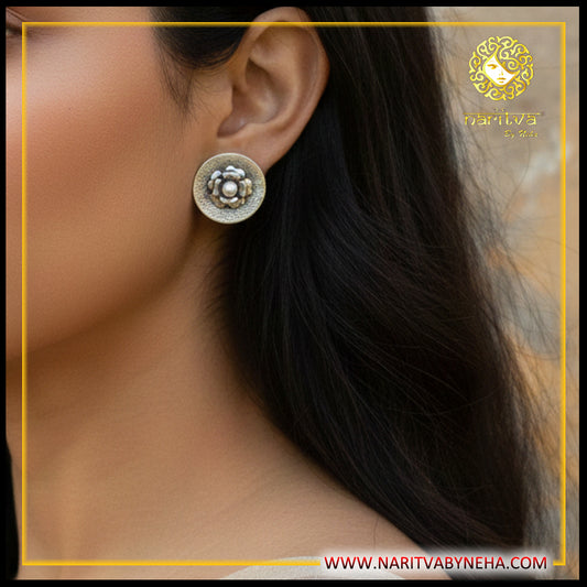 Pearl Flower Textured Studs