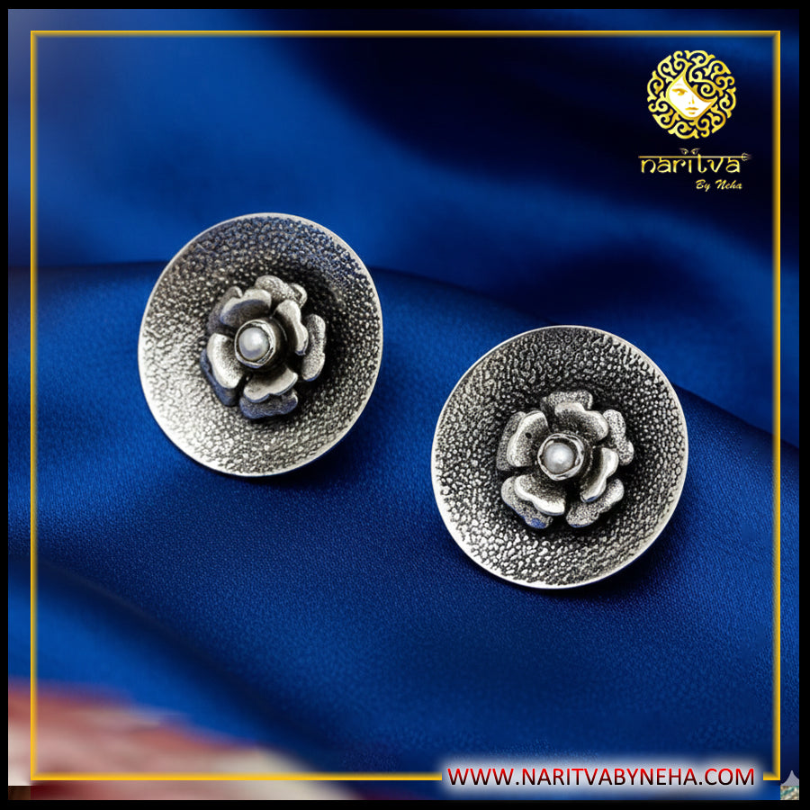 Pearl Flower Textured Studs