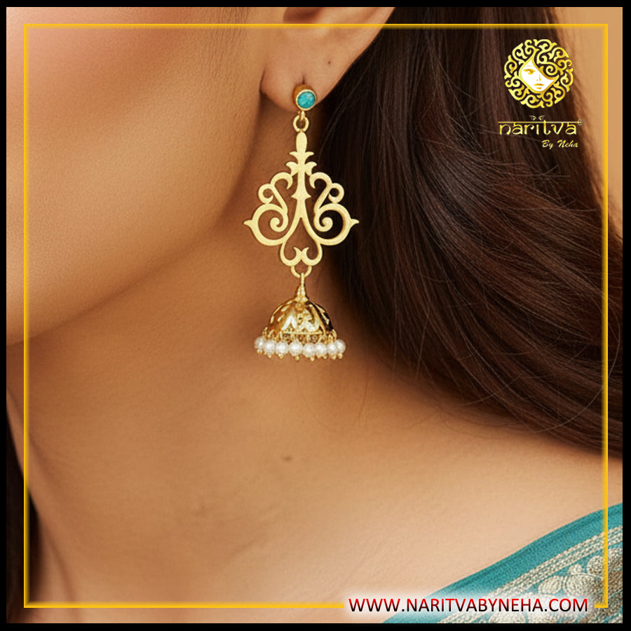Golden Pearls Jhumka