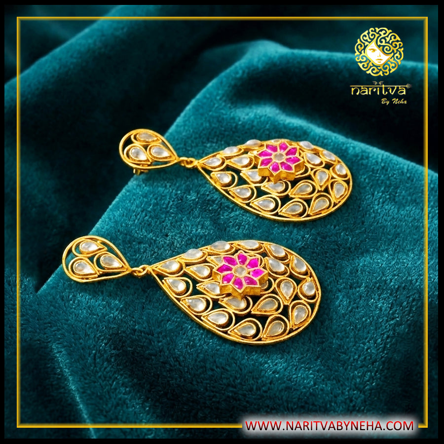 Golden Kundan Polki Danglers