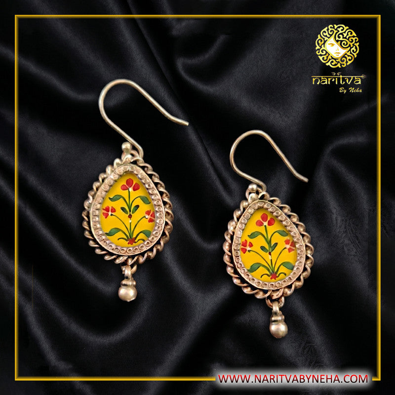 Yellow painted earrings