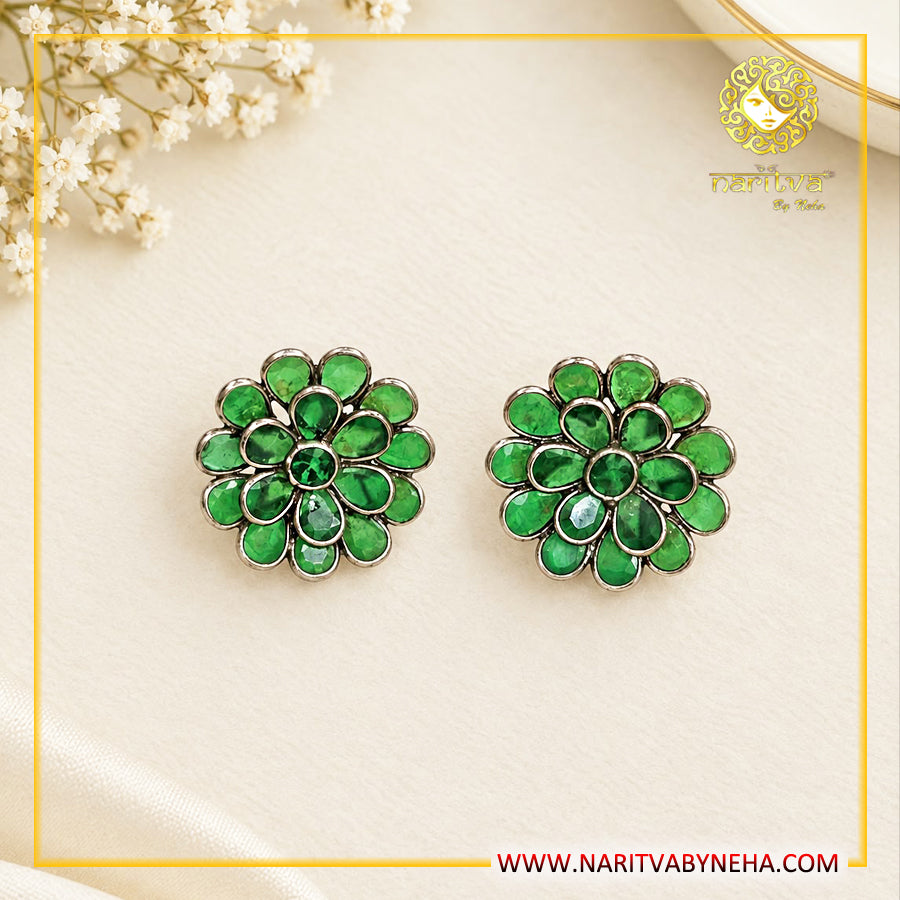 Green Polki Studs