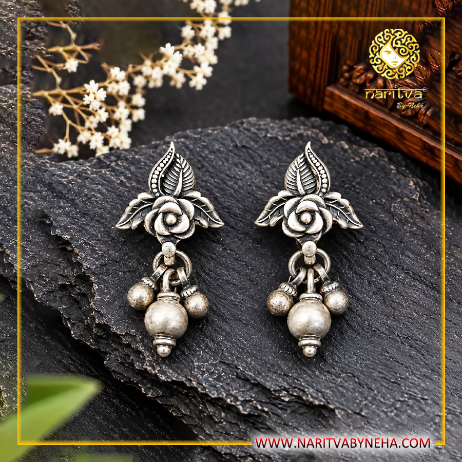 Rose Leaf Ball Earrings