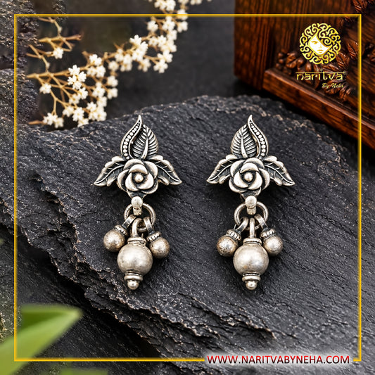 Rose Leaf Ball Earrings