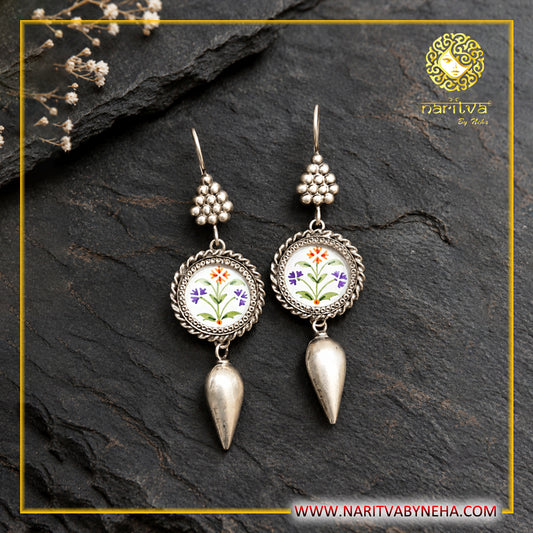Fish Hook Boond White Painted Earrings