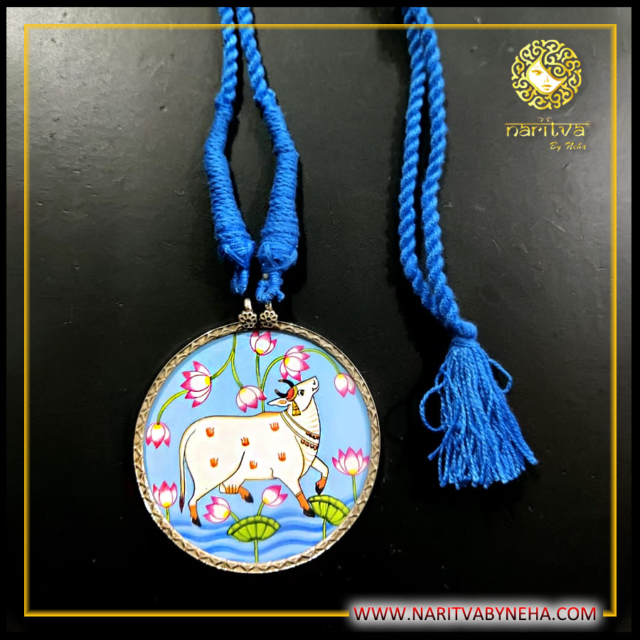 Light Blue Pichwai Painted Pendant