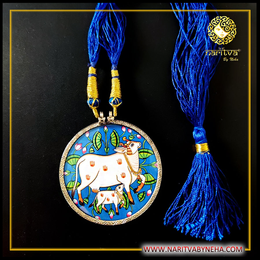 Blue Nandi Pichwai Pendant