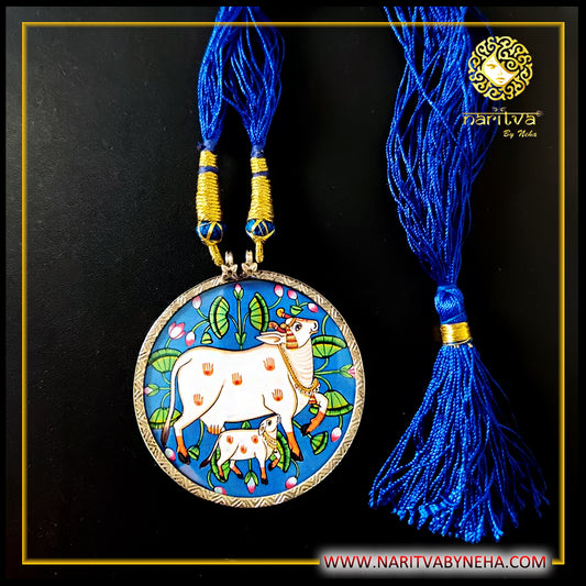 Blue Nandi Pichwai Pendant