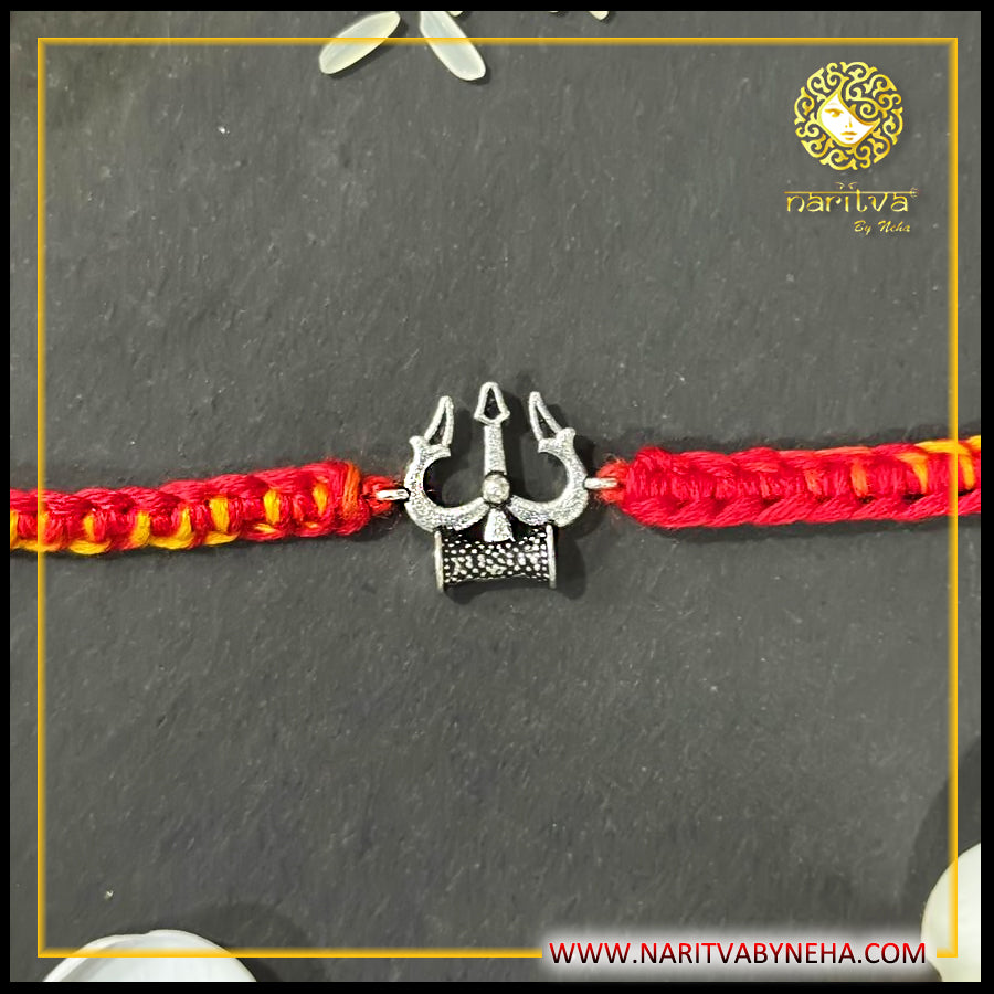 Trishul Damru Silver Rakhi