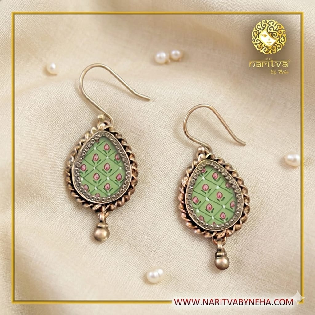 Green Painted earrings
