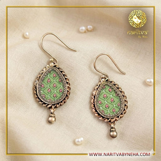 Green Painted earrings