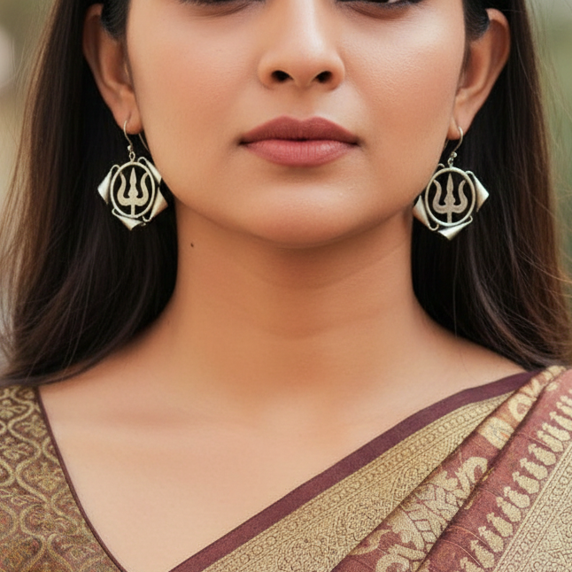 Shiva Trishul fish Hook earrings