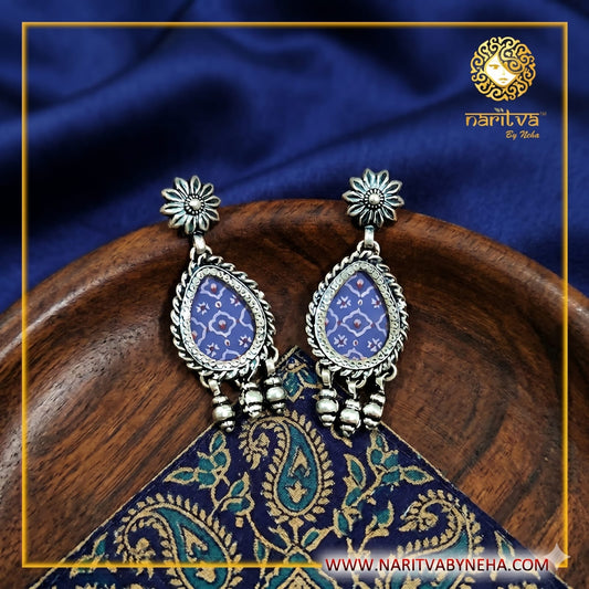Blue Painted Earrings